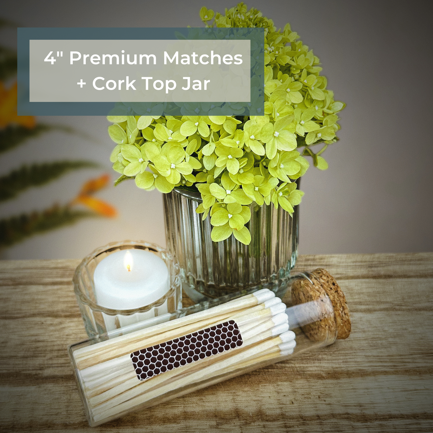 4" Colorful Matches in Chic Cork Topped Jar